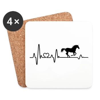 Cavalier de cavalier de battement de coeur au galop équitation ECG - Dessous de verre (lot de 4) - blanc - Devant