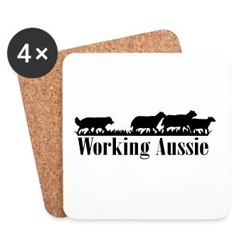 Working Aussie - Untersetzer (4er-Set) - Weiß - Vorne