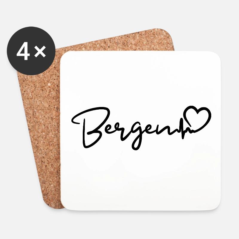 Bergen Herzschlag - Untersetzer (4er-Set) - Weiß