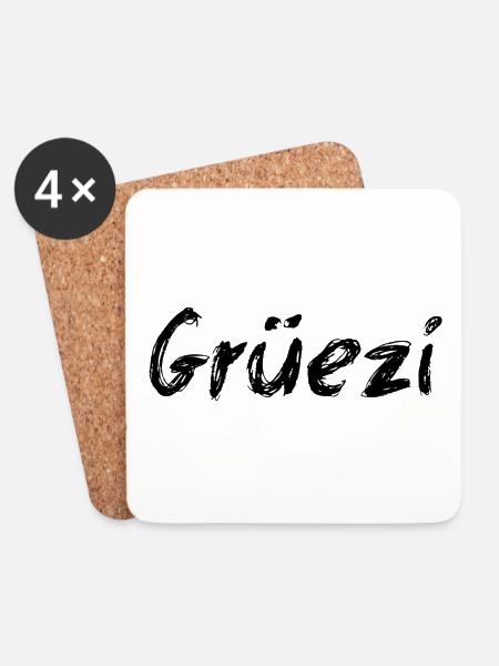 Grüezi Begrüßung Schweiz Schweizerdeutsch Alpen - Untersetzer (4er-Set) - Weiß