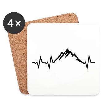 Berg Herzschlag, Berge EKG - Untersetzer (4er-Set) - Weiß - Vorne