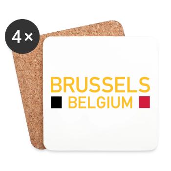 Brussels, Belgium (two squares) - Coasters (set of 4) - white - Front