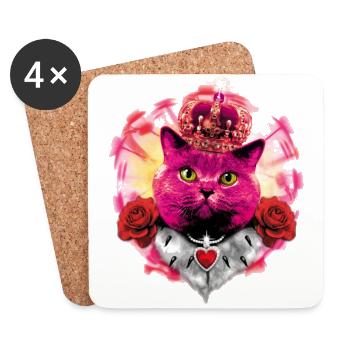 Pink Cat the Queen in Glow - Coasters (set of 4) - white - Front