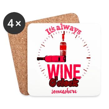 Wein Uhr Uhrzeit Alkohol Rotwein Zeit Trinken - Untersetzer (4er-Set) - Weiß - Vorne
