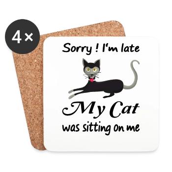 Cat Delay Time Cuddly Cat Kitten Cats - Coasters (set of 4) - white - Front