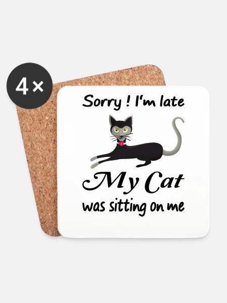 Katze Verspätung Zeit Schmusekater Kätzchen Katzen - Untersetzer (4er-Set) - Weiß