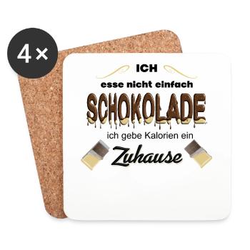 Schokolade Kalorien Süßigkeiten Zuhause Spruch - Untersetzer (4er-Set) - Weiß - Vorne