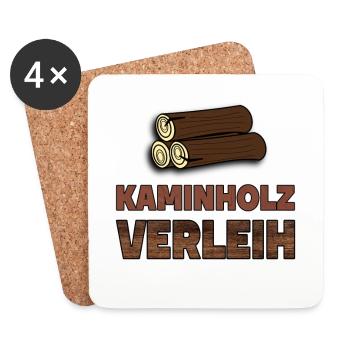 Kaminholz Verleih Feuerholz Vermietung Geschenk - Untersetzer (4er-Set) - Weiß - Vorne