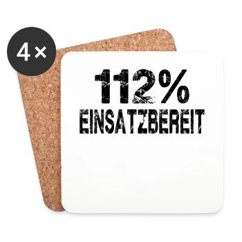 112% Einsatzbereit Feuerwehr - Untersetzer (4er-Set) - Weiß - Vorne