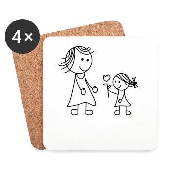 Mama Mami Mutter Blume Tochter Kind Dankeschön - Untersetzer (4er-Set) - Weiß - Vorne