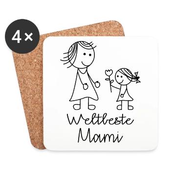 Weltbeste Mami - Untersetzer (4er-Set) - Weiß - Vorne
