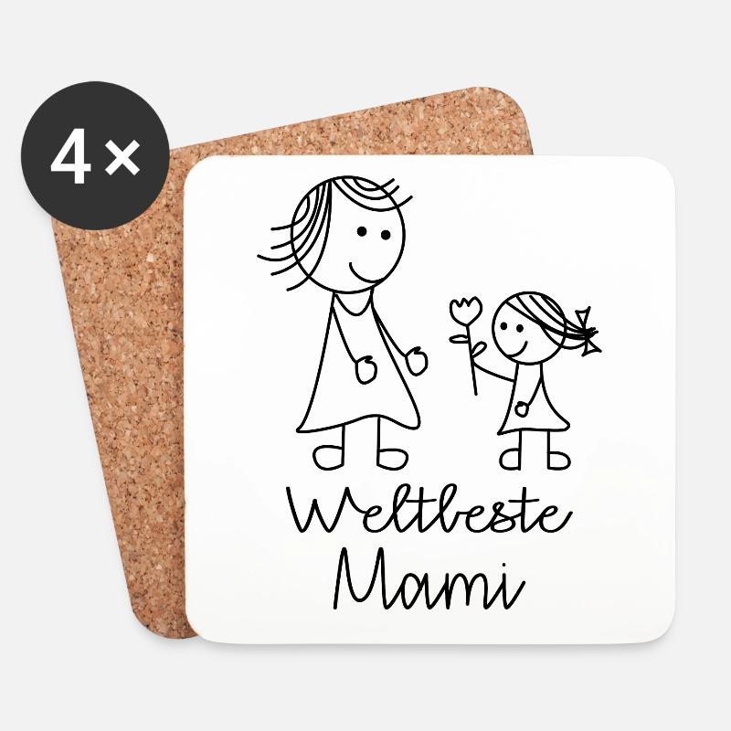 Weltbeste Mami - Untersetzer (4er-Set) - Weiß