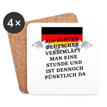 Spruch typisch deutsche Puenktlichkeit - Untersetzer (4er-Set) - Weiß - Vorne