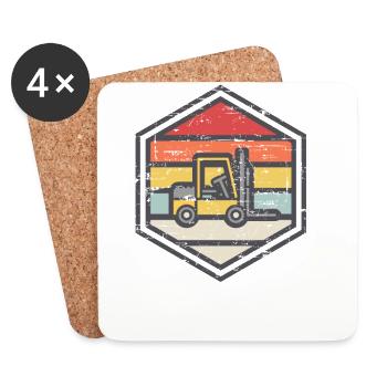 Retro Badge Forklift - Coasters (set of 4) - white - Front