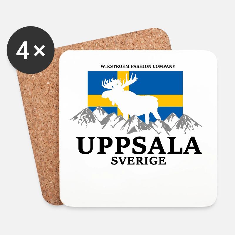 Wikstroem Schweden Flagge Elch Berge Uppsala - Untersetzer (4er-Set) - Weiß