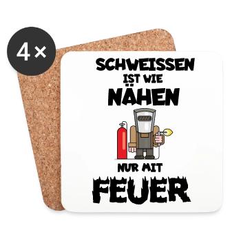 Schweissen ist wie nähen nur mit Feuer - Untersetzer (4er-Set) - Weiß - Vorne