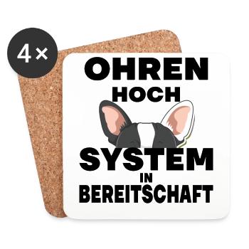 Ohren Hoch System in Bereitschaft Hund Hunde - Untersetzer (4er-Set) - Weiß - Vorne