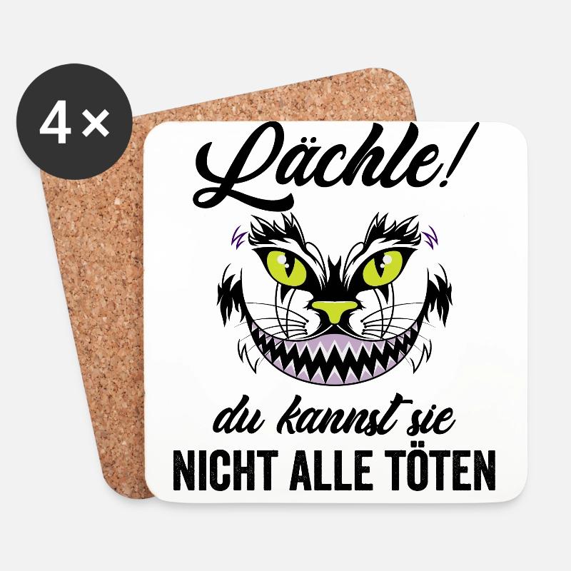 Lächle! Du kannst sie nicht alle töten Katze - Untersetzer (4er-Set) - Weiß