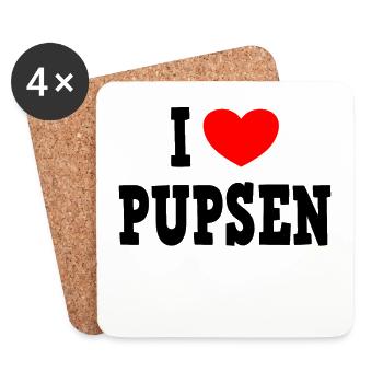 I LOVE PUPSEN - farting flatulence - Coasters (set of 4) - white - Front
