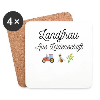 Landfrau aus Leidenschaft lustiges Statement - Untersetzer (4er-Set) - Weiß - Vorne