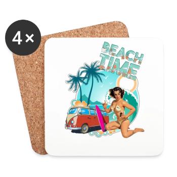 Beach time surfer pin up - Coasters (set of 4) - white - Front