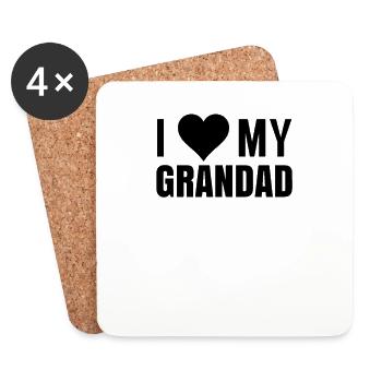 I love my grandpa grandson grandpa grandfather - Coasters (set of 4) - white - Front