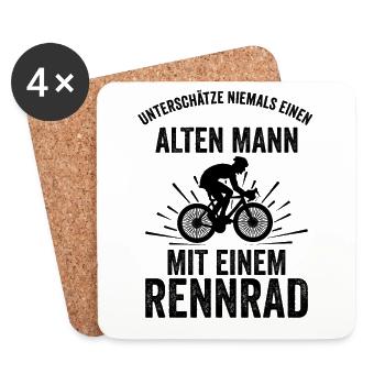 Unterschätze Niemals Einen Alten Mann Mit Einem - Untersetzer (4er-Set) - Weiß - Vorne