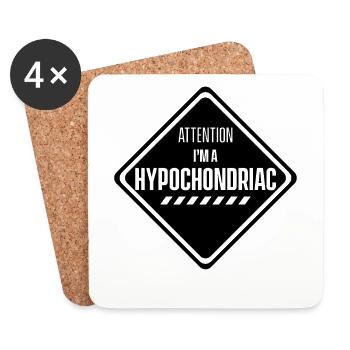 Attention je suis un hypocondriaque peur hypocondrie - Dessous de verre (lot de 4) - blanc - Devant