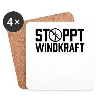 Stoppt Windkraft Windenergie Windrad Gegner - Untersetzer (4er-Set) - Weiß - Vorne