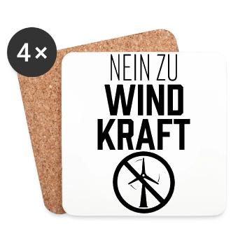 Nein zu Windkraft Gegner Windrad Windenergie - Untersetzer (4er-Set) - Weiß - Vorne
