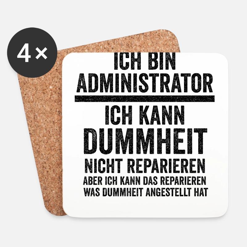 Admin Systemadministrator Lustige Sprüche - Untersetzer (4er-Set) - Weiß