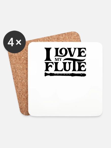 Ich liebe meine Flöten Flöte Flötenspieler - Untersetzer (4er-Set) - Weiß