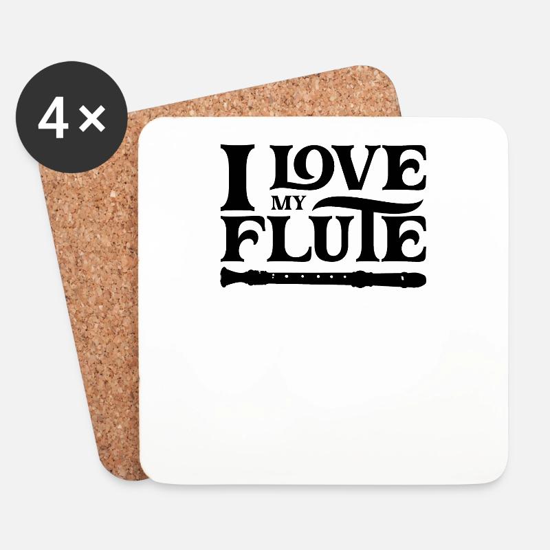 Ich liebe meine Flöten Flöte Flötenspieler - Untersetzer (4er-Set) - Weiß
