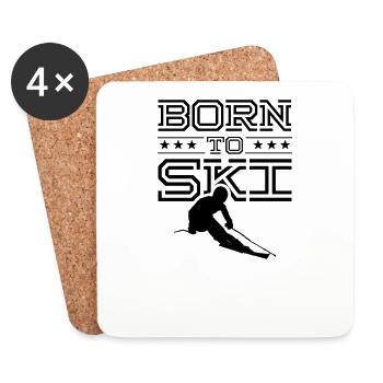 Geboren zum Skifahren Apres Ski Skifahrer Skier - Untersetzer (4er-Set) - Weiß - Vorne