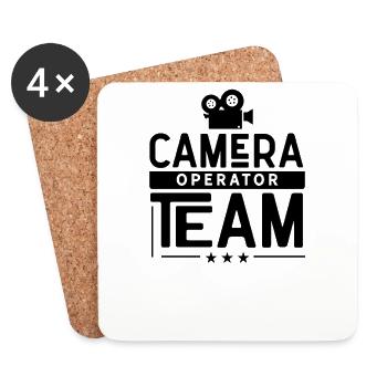 Cameraman team camerawoman filming camera - Coasters (set of 4) - white - Front