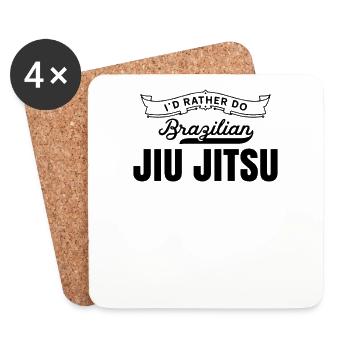 Je préférerais faire du Jiu Jitsu BJJ brésilien - Dessous de verre (lot de 4) - blanc - Devant