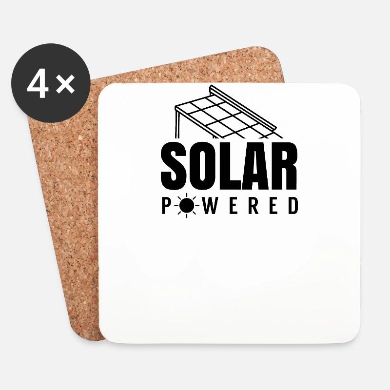 Solar betrieben Sonne Solarkraft Solarenergie - Untersetzer (4er-Set) - Weiß