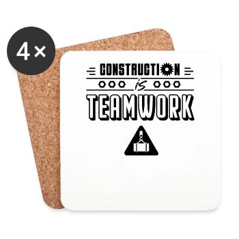 Les travaux de construction sont des travailleurs de la construction de chantier - Dessous de verre (lot de 4) - blanc - Devant