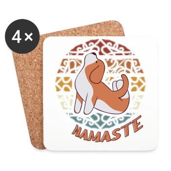 Dog Yoga, Namaste, Mandala, Meditation with Dog - Coasters (set of 4) - white - Front