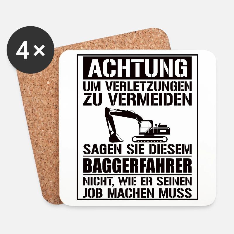 Baggerfahrer Geschenk Lustiger Spruch Bagger - Untersetzer (4er-Set) - Weiß