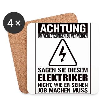 Elektriker Spruch Elektroinstallateur - Untersetzer (4er-Set) - Weiß - Vorne