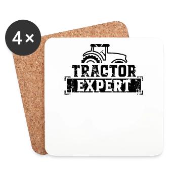 Tracteur expert tracteur - Dessous de verre (lot de 4) - blanc - Devant