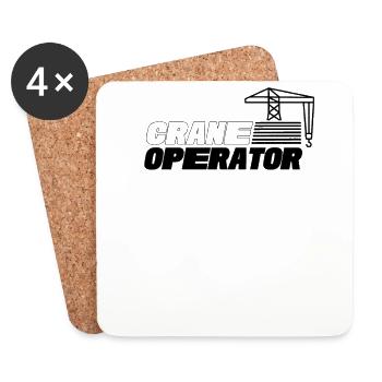 Crane driver crane construction site crane operator cranes - Coasters (set of 4) - white - Front