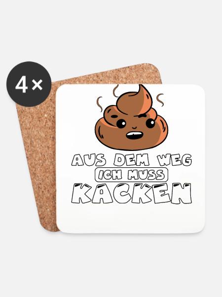 Lustig Kacken Scheißen Toilette Klo Geschenk - Untersetzer (4er-Set) - Weiß