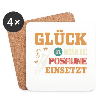 Glück ist, wenn die Posaune einsetzt, Posaunist - Untersetzer (4er-Set) - Weiß - Vorne