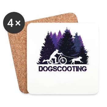 Retro Dogscooting, offroad with dog in nature - Coasters (set of 4) - white - Front