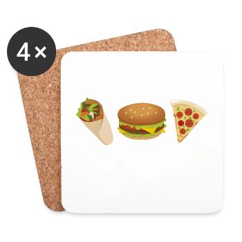 Be happy and eat greasy, fast food - Coasters (set of 4) - white - Front