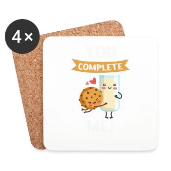 Du vervollständigst mich, Cookies und Milch - Untersetzer (4er-Set) - Weiß - Vorne