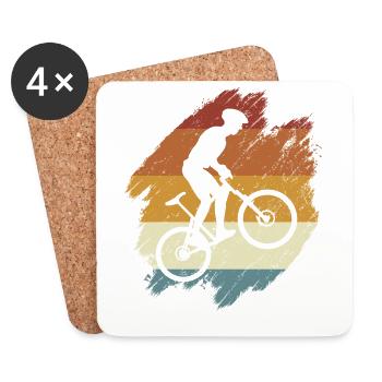 E-Bike, E-MTB, Retro Sunset E-Biker - Coasters (set of 4) - white - Front