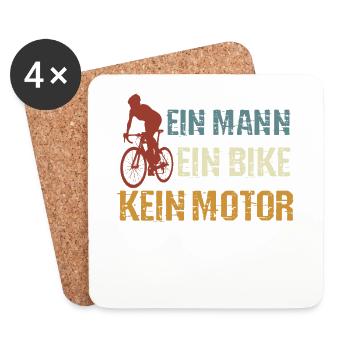 Rennrad, ein Mann, ein Bike, kein Motor - Untersetzer (4er-Set) - Weiß - Vorne